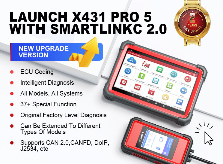 Launch  X431 PRO 5 Plus Diagnostic Scan Tool 12/24V with Truck Software