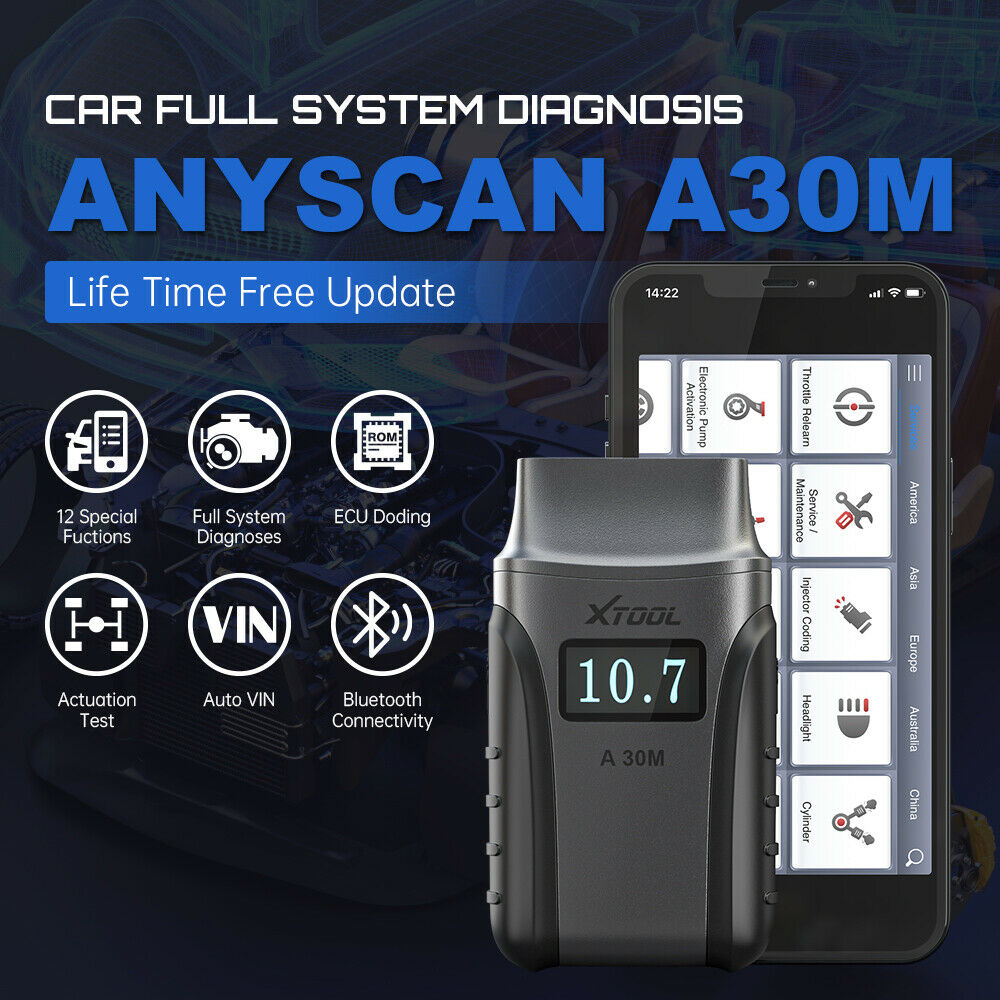 XTOOL A30M Anyscan OBD2 Full System Bluetooth Scan Tool