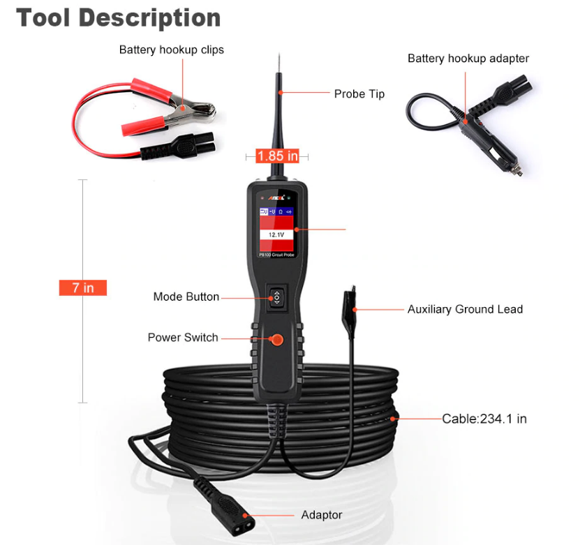 Ancel PB100 12V/24V Power Probe Circuit Tester