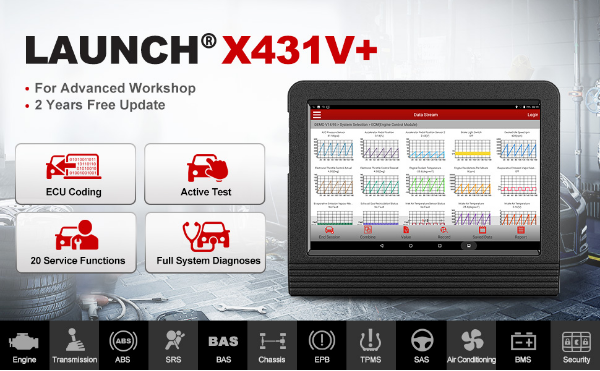 Launch X431 V+ Diagnostic Tool for 12v / 24v Professional Scan Tool